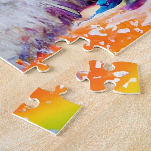 Unicorn Kitten Rainbow-Waterverf Legpuzzel (Zijkant)