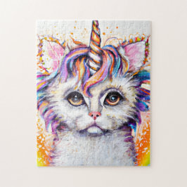 Unicorn Kitten Rainbow-Waterverf Legpuzzel
