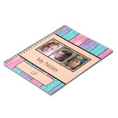 Unicorn kleuren 3 foto's initialen perziken notitieboek (Linkerzijde)