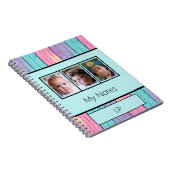 Unicorn kleuren 3 foto's initialen turquoise notitieboek (Rechterzijde)