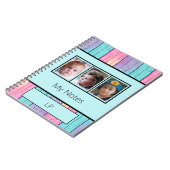 Unicorn kleuren 3 foto's initialen turquoise notitieboek (Linkerzijde)