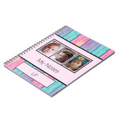 Unicorn kleuren 3 foto's roze initialen notitieboek (Linkerzijde)