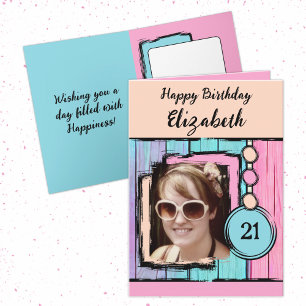 Unicorn kleuren faux wood toevoegen foto 21st verj kaart