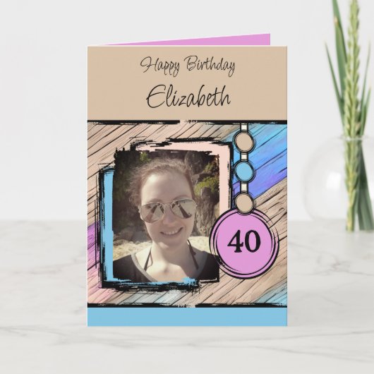 Unicorn kleuren faux wood toevoegen foto 40e verja kaart (Voorkant)