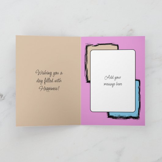 Unicorn kleuren faux wood toevoegen foto 40e verja kaart (Binnen)