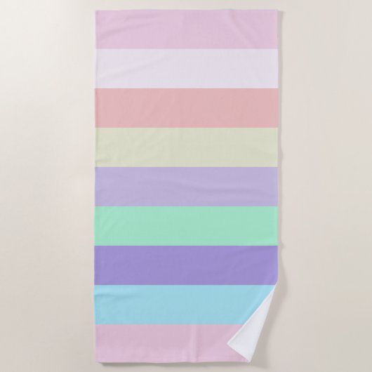 Unicorn kleurenstripes strandlaken (Voorkant)