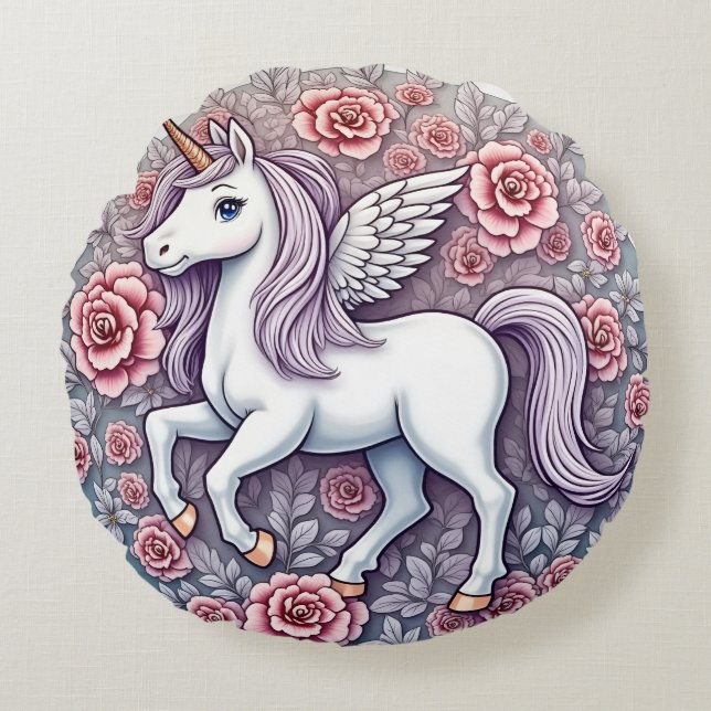 Unicorn-kussen Rond Kussen (Voorkant)