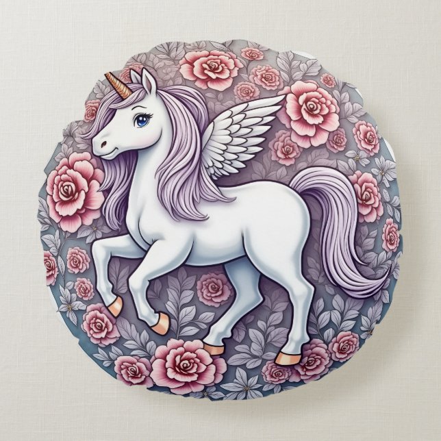 Unicorn-kussen Rond Kussen (Voorkant)