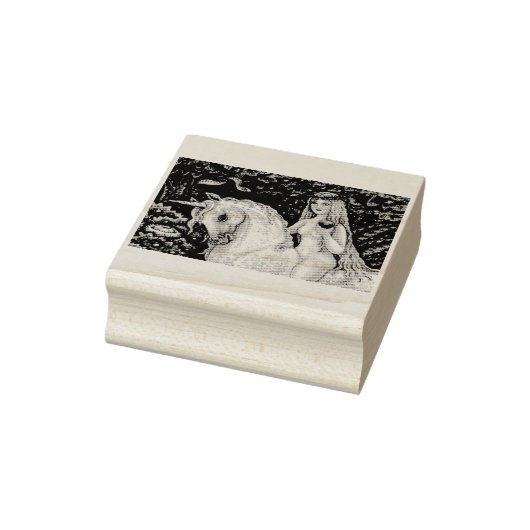 UNICORN, LADY GODIVA, GARDEN OF EDEN RUBBER STAMP RUBBERSTEMPEL (Stempel)