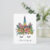 Unicorn Lashes met regenbooghoorn Briefkaart (Staand voorkant)