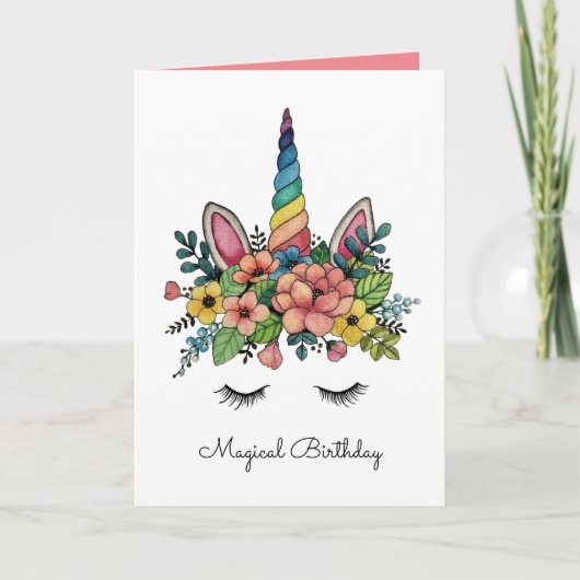Unicorn Lashes met regenbooghoorn Kaart (Voorkant)