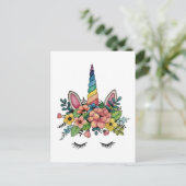 Unicorn Lashes With Rainbow Horn Briefkaart (Staand voorkant)