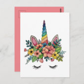 Unicorn Lashes With Rainbow Horn Briefkaart (Voorkant / Achterkant)