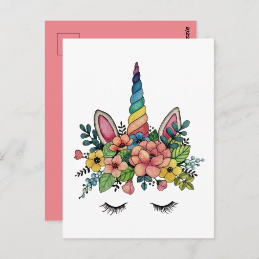 Unicorn Lashes With Rainbow Horn Briefkaart (Voorkant / Achterkant)