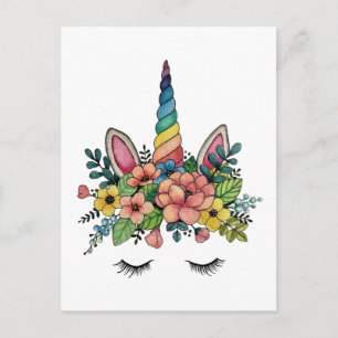 Unicorn Lashes With Rainbow Horn Briefkaart
