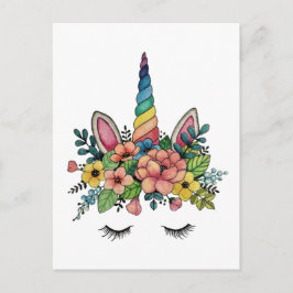 Unicorn Lashes With Rainbow Horn Briefkaart
