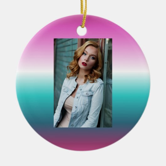 unicorn lavender blauwgroen ombre turquoise mermai keramisch ornament (Voorkant)