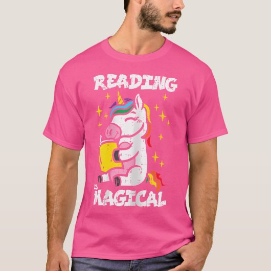 Unicorn Leading Magical Book Lover Bookworm Girls T-shirt (Voorkant)