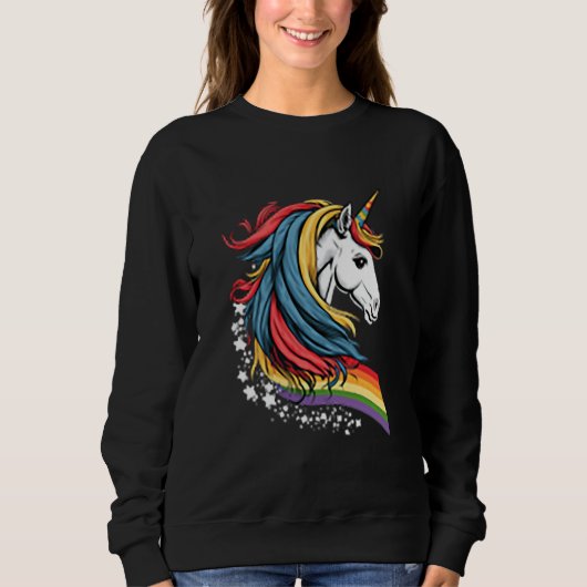 Unicorn LGBTQ Pride Rainbow Horse Trui (Voorkant)