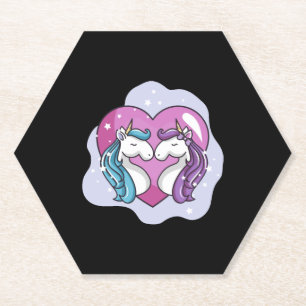 Unicorn liefde kartonnen onderzetters