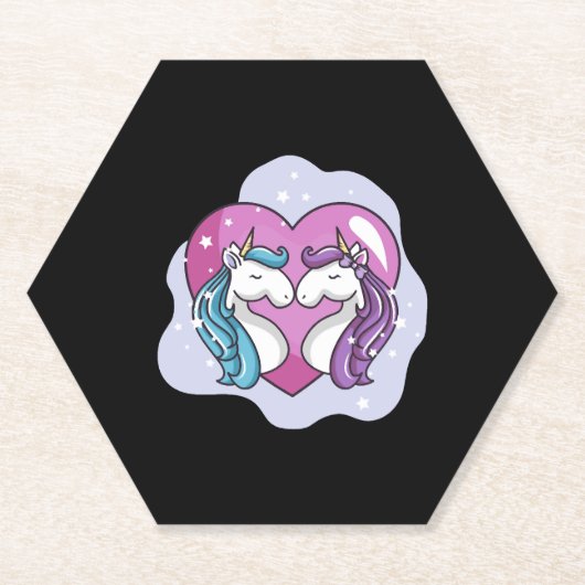 Unicorn liefde kartonnen onderzetters (Voorkant)