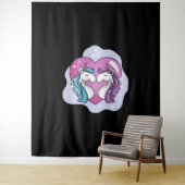 Unicorn liefde wandkleed (In situ)