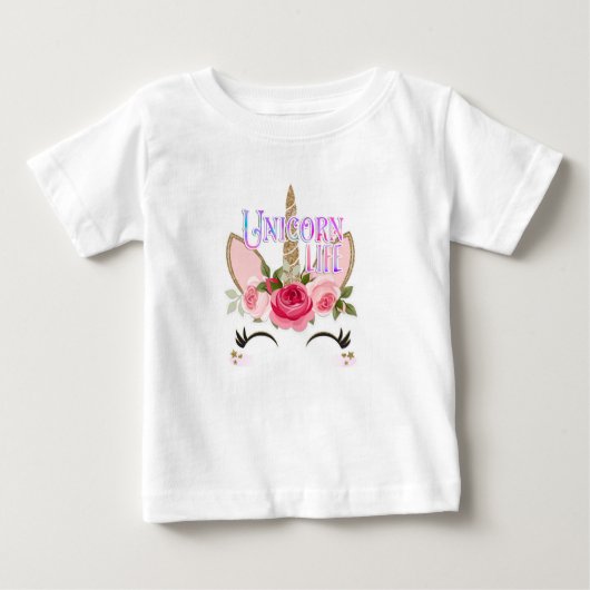 UNICORN LIFE Gouden Glitter & Roze Bloemen Trendy (Voorkant)