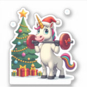 Unicorn Lifting Christmas Weightlifting Deadlift G Sticker (Voorkant)