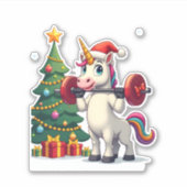 Unicorn Lifting Christmas Weightlifting Deadlift G Sticker (Voorkant)