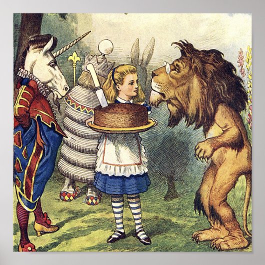 Unicorn Lion en Alice in Wonderland Print (Voorkant)