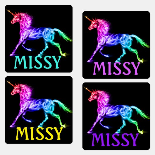 Unicorn Little Girl's Iron on Labels NAME (Groep)