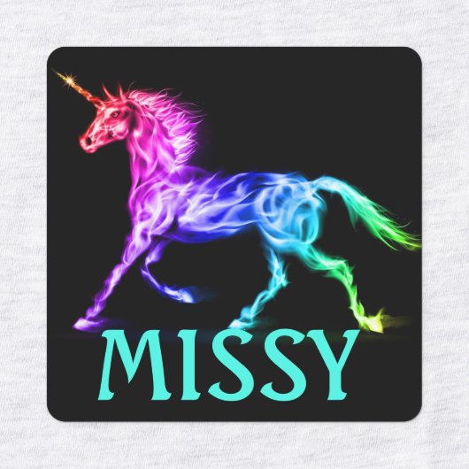 Unicorn Little Girl's Iron on Labels NAME (Design 1)
