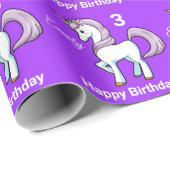 UNICORN Little Girl's Personalize Name Birthday Cadeaupapier (Rol Hoek)