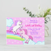 Unicorn Little Pony Birthday Party Invitations Kaart (Staand voorkant)
