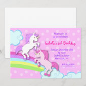 Unicorn Little Pony Birthday Party Invitations Kaart (Voorkant / Achterkant)