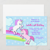 Unicorn Little Pony Birthday Party Invitations Kaart (Voorkant / Achterkant)