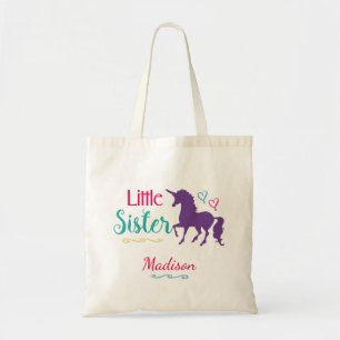 Unicorn Little Sister Colorful Sibling Baby Sister Tote Bag