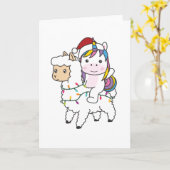 Unicorn Llama Kerstsneeuwwinterdieren Kaart (Gele Bloem)