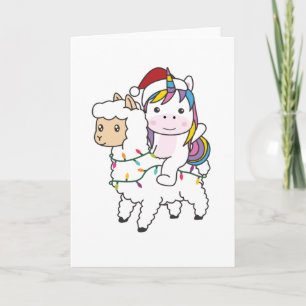 Unicorn Llama Kerstsneeuwwinterdieren Kaart