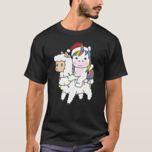 Unicorn Llama Kerstsneeuwwinterdieren T-shirt