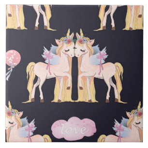Unicorn Love Blue Tegeltje