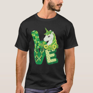 Unicorn Love Cute Unicorn Face St Patricks Days Gi T-shirt