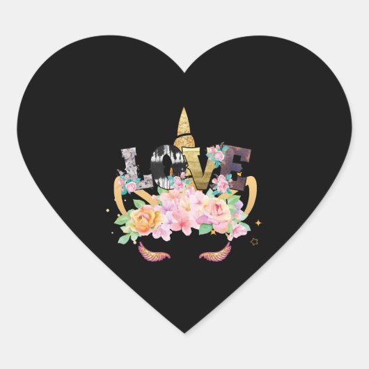 UNICORN LOVE HART STICKER (Voorkant)