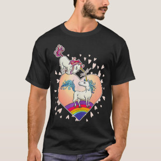 Unicorn Love Heart Rainbow Valentijnsdag Cute Gi T-shirt