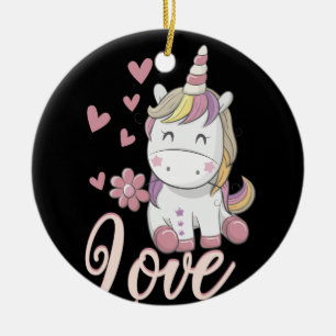 Unicorn Love Heart Valentijnsdag Shirt Keramisch Ornament