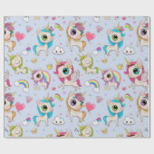 Unicorn Love Pattern Cadeaupapier (Vlak)