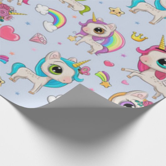 Unicorn Love Pattern Cadeaupapier (Hoek)