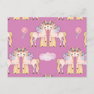 Unicorn Love Pink Briefkaart