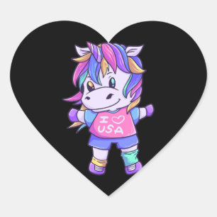 Unicorn Love USA Horse Unicorn Animal Hart Sticker