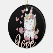 Unicorn Love Valentijnsdag Shirt Keramisch Ornament (Links)